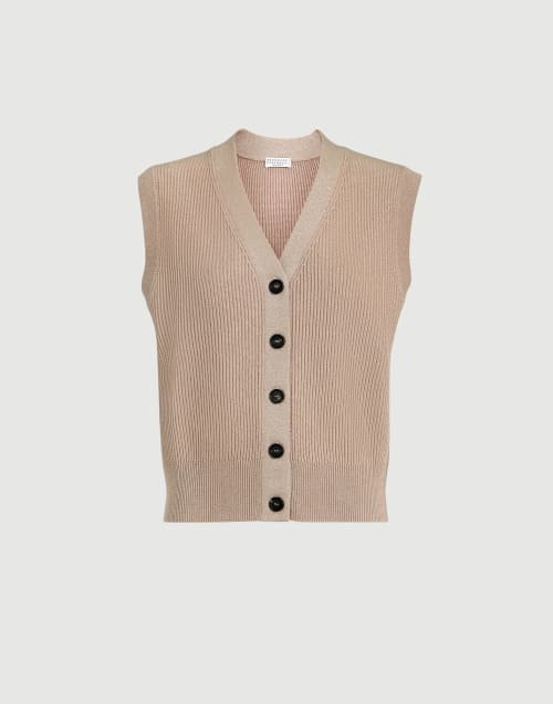 Cashmere knit vest Light Brown Woman - Brunello Cucinelli