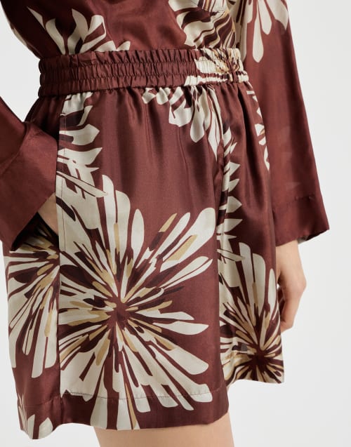 Bloom print shorts Bordeaux Woman - Brunello Cucinelli