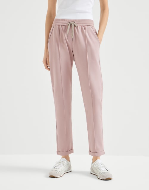 Track trousers with monili Pink Woman - Brunello Cucinelli