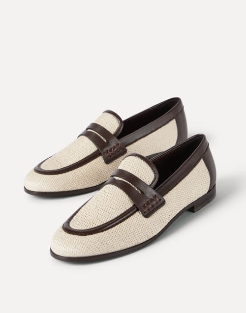 Raffia and leather loafers Rope Woman - Brunello Cucinelli
