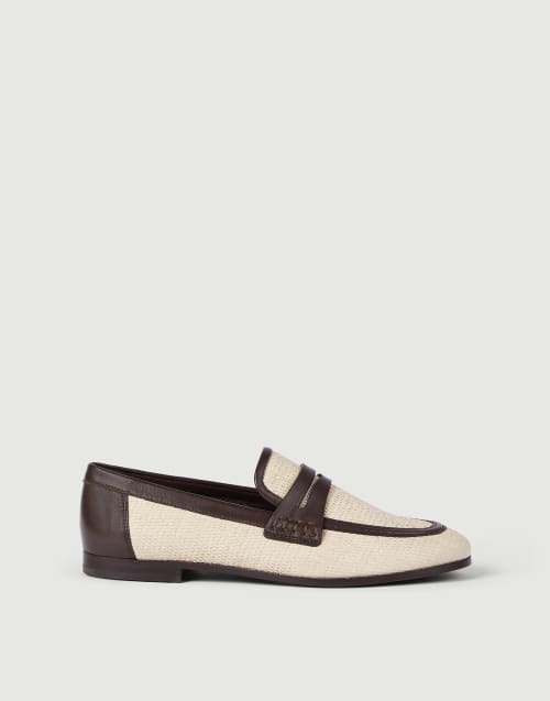 Raffia and leather loafers Rope Woman - Brunello Cucinelli
