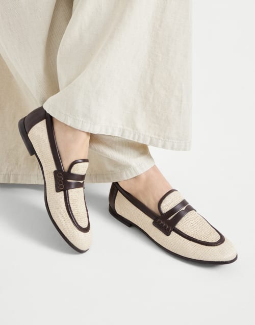 Raffia and leather loafers Rope Woman - Brunello Cucinelli