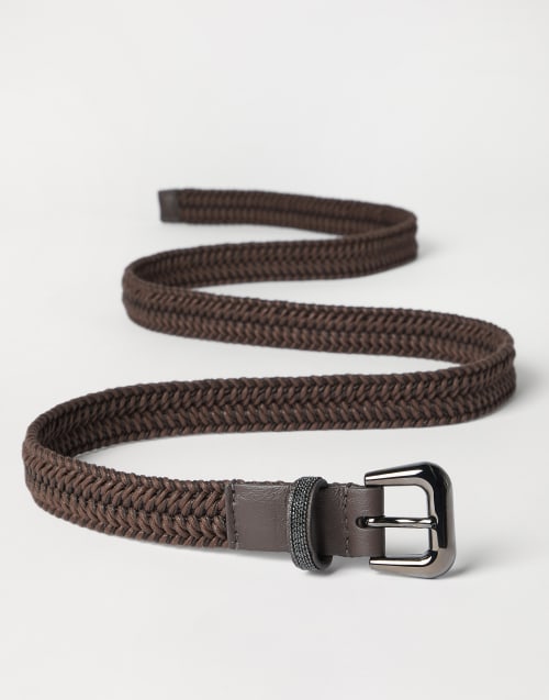 Braided belt with monili Rust Brown Woman - Brunello Cucinelli