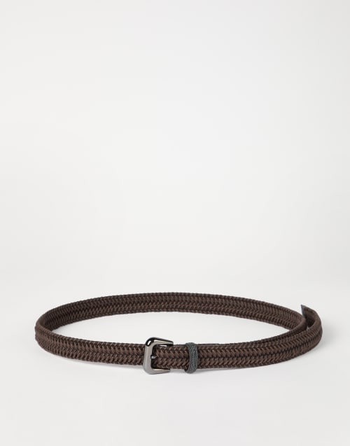 Braided belt with monili Rust Brown Woman - Brunello Cucinelli