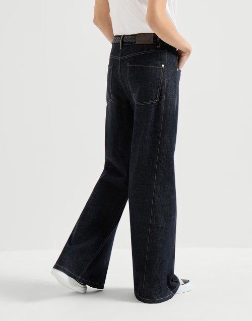 Loose Flared Trousers Dark Denim Woman - Brunello Cucinelli