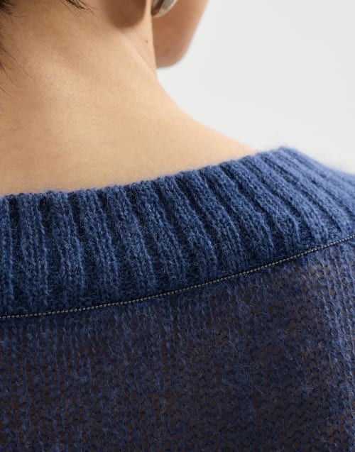 Virgin wool and mohair sweater Blue Woman - Brunello Cucinelli