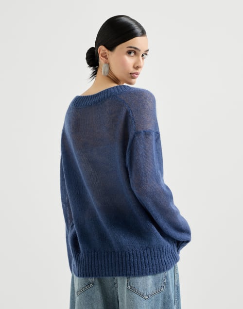 Virgin wool and mohair sweater Blue Woman - Brunello Cucinelli