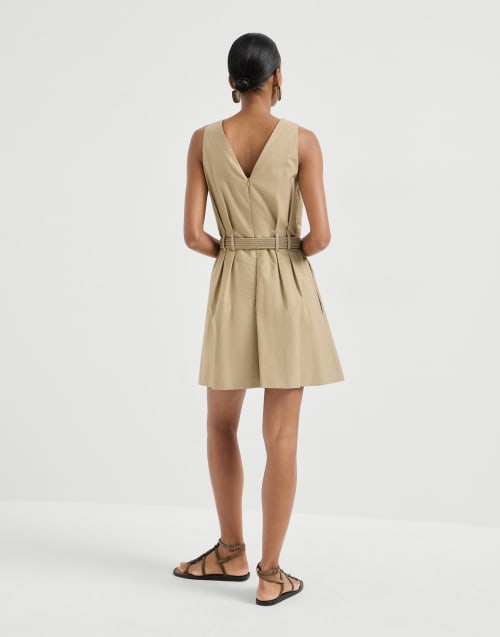 Twill belted dress Beige Woman - Brunello Cucinelli