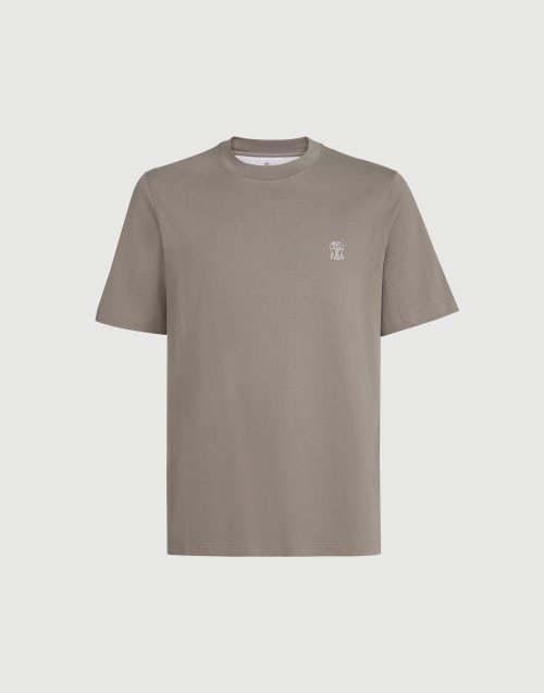 Camiseta de jersey con logotipo Khaki Hombre - Brunello Cucinelli
