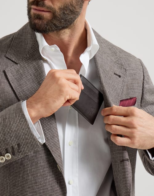 Calfskin card case Rust Brown Man - Brunello Cucinelli