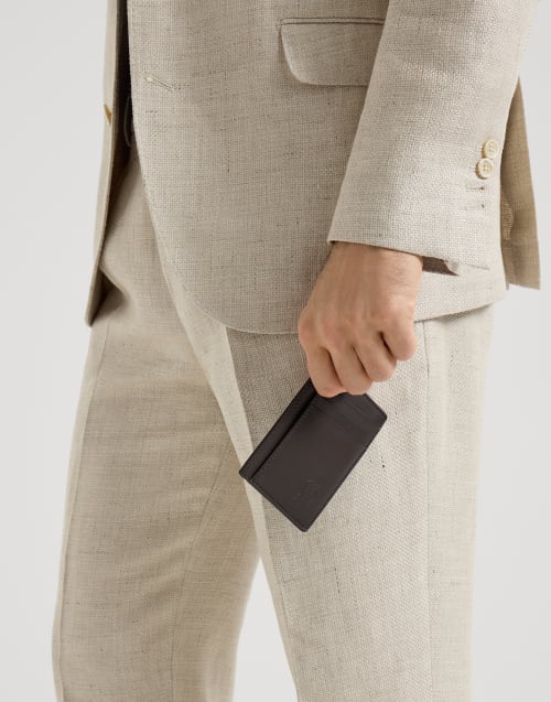 Calfskin card case Rust Brown Man - Brunello Cucinelli