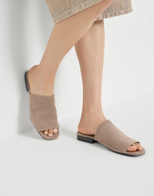 Mules aus Veloursleder Braun Damen - Brunello Cucinelli