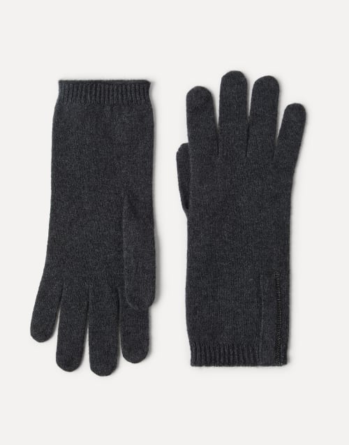 Knit gloves Lignite Grey Woman - Brunello Cucinelli
