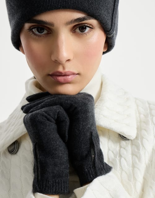 Knit gloves Lignite Grey Woman - Brunello Cucinelli