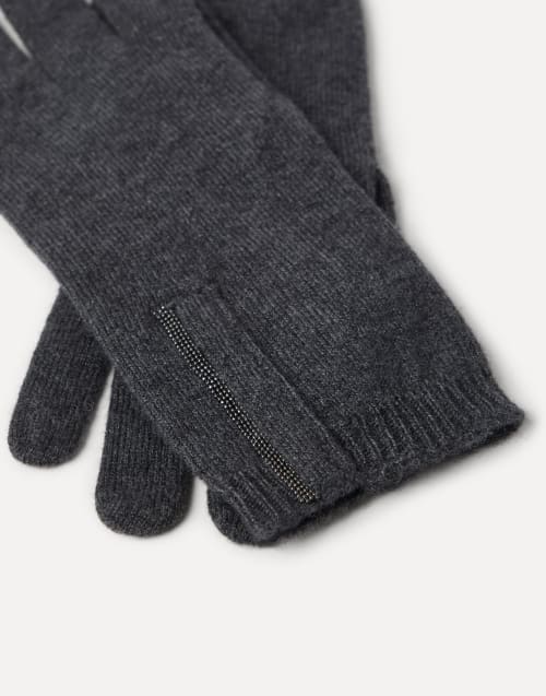 Knit gloves Lignite Grey Woman - Brunello Cucinelli