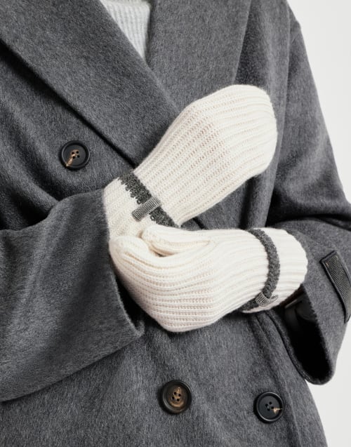 Knit mittens with monili Panama Woman - Brunello Cucinelli