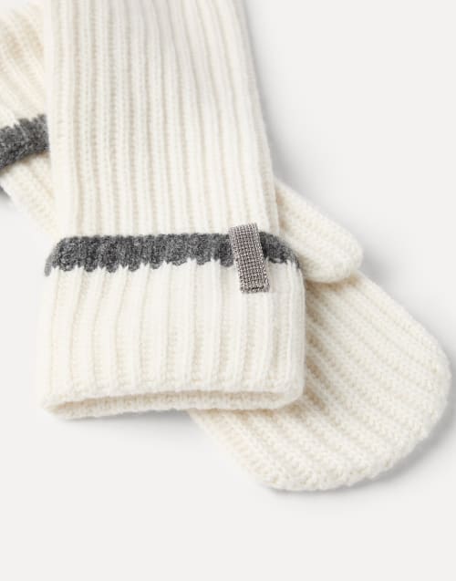 Knit mittens with monili Panama Woman - Brunello Cucinelli