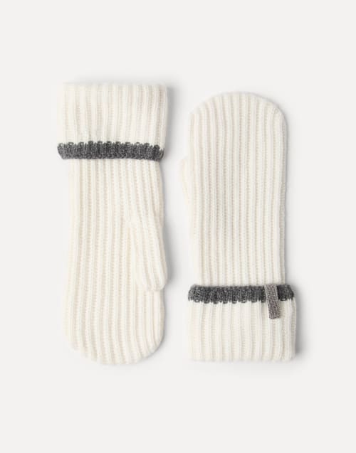 Knit mittens with monili Panama Woman - Brunello Cucinelli