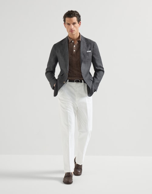 Rib knit polo Hazelnut Man - Brunello Cucinelli