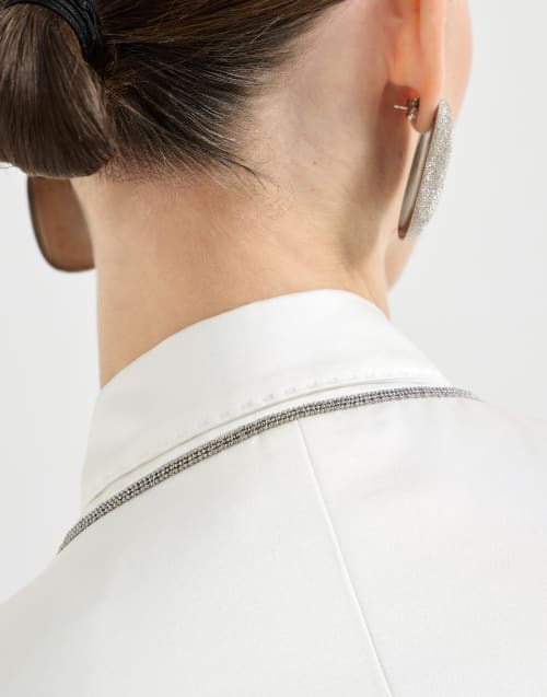 Satin blazer with monili White Woman - Brunello Cucinelli