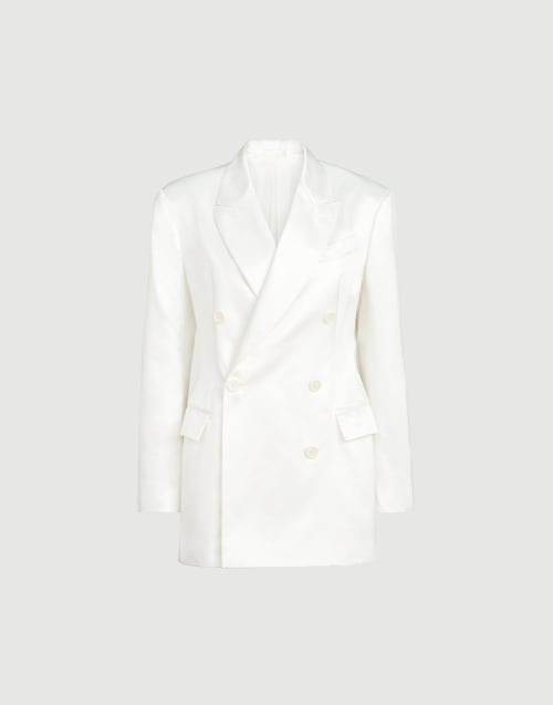 Satin blazer with monili White Woman - Brunello Cucinelli