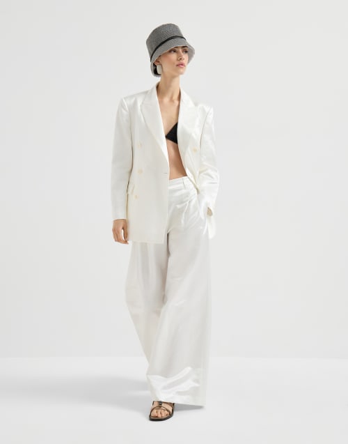 Satin blazer with monili White Woman - Brunello Cucinelli