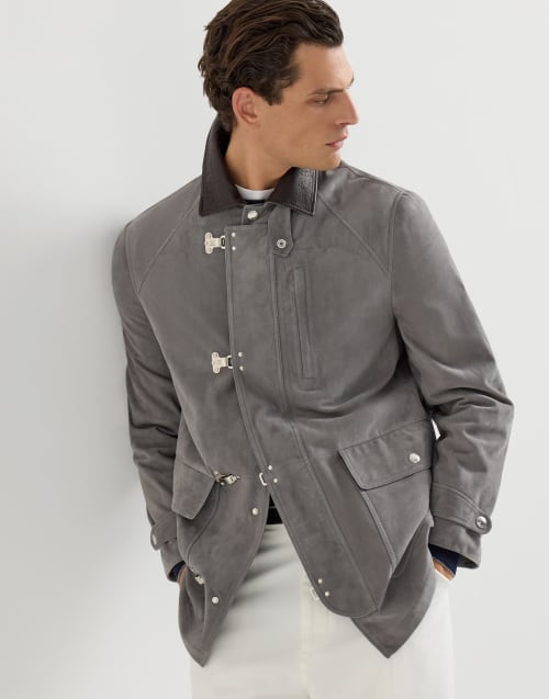 Suede outerwear Medium Grey Man - Brunello Cucinelli