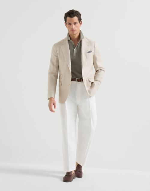 Piqué polo shirt Khaki Man - Brunello Cucinelli