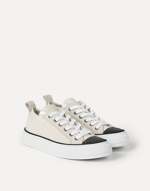 Cotton knit sneakers White Woman - Brunello Cucinelli