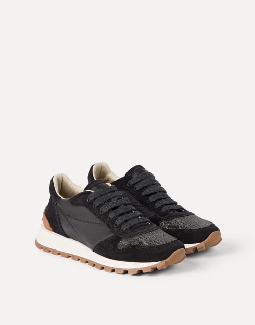 Suede and techno fabric runners Black Woman - Brunello Cucinelli