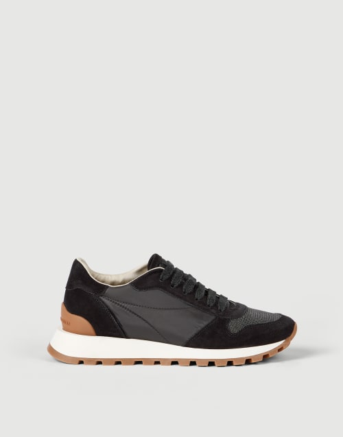 Suede and techno fabric runners Black Woman - Brunello Cucinelli