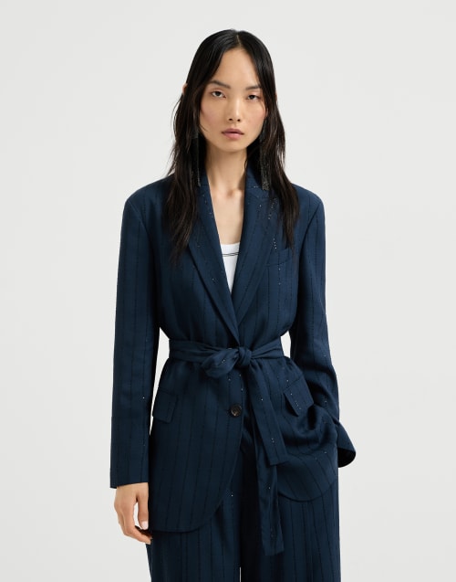 Dazzling Chalkstripe-Blazer Blau Damen - Brunello Cucinelli
