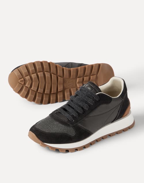 Suede and techno fabric runners Black Woman - Brunello Cucinelli