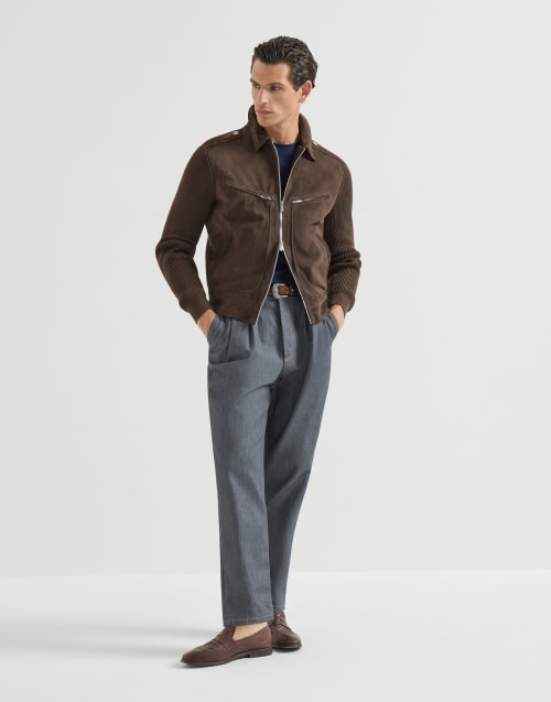 Jersey T-shirt with logo Cobalt Man - Brunello Cucinelli