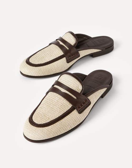 Raffia and leather mules Rope Woman - Brunello Cucinelli