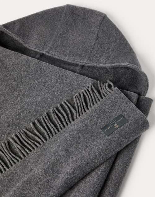 Knit scarf with hood Anthracite Woman - Brunello Cucinelli