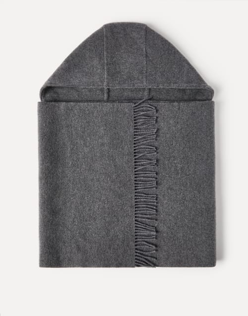 Knit scarf with hood Anthracite Woman - Brunello Cucinelli