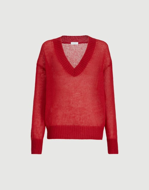 Virgin wool and mohair sweater Red Woman - Brunello Cucinelli