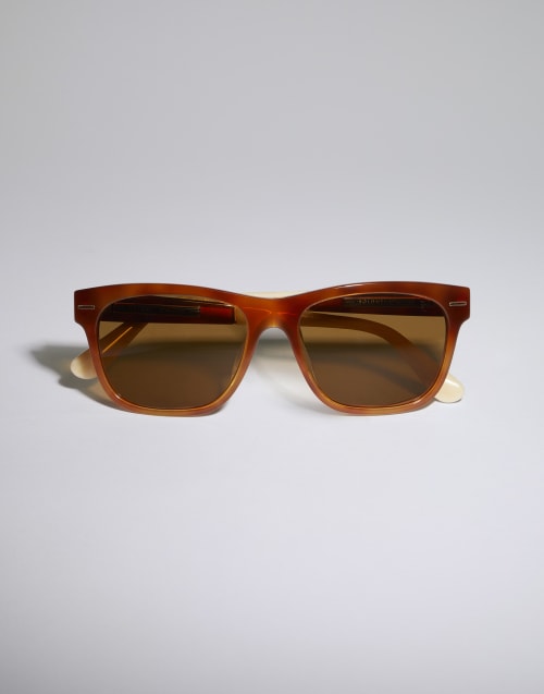 Rectangular acetate sunglasses Havana / Panama Eyewear - Brunello Cucinelli