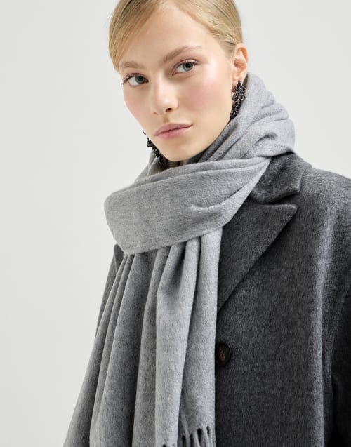 Sciarpa in maglia double Grigio Chiaro Donna - Brunello Cucinelli
