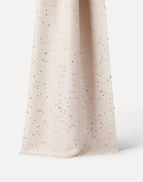 Bufanda de cachemir y seda Diamante Avena Mujer - Brunello Cucinelli