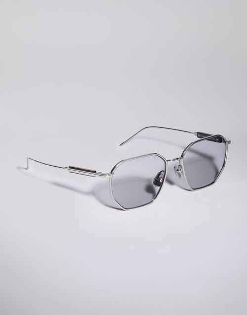 Geometric titanium and horn frame Silver Eyewear - Brunello Cucinelli