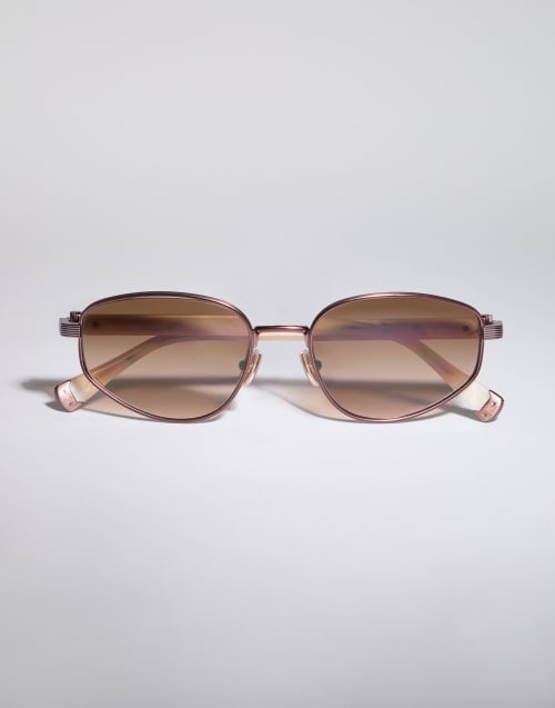 Geometrische Sonnenbrille aus Titan Bronze / Panama Brillen - Brunello Cucinelli