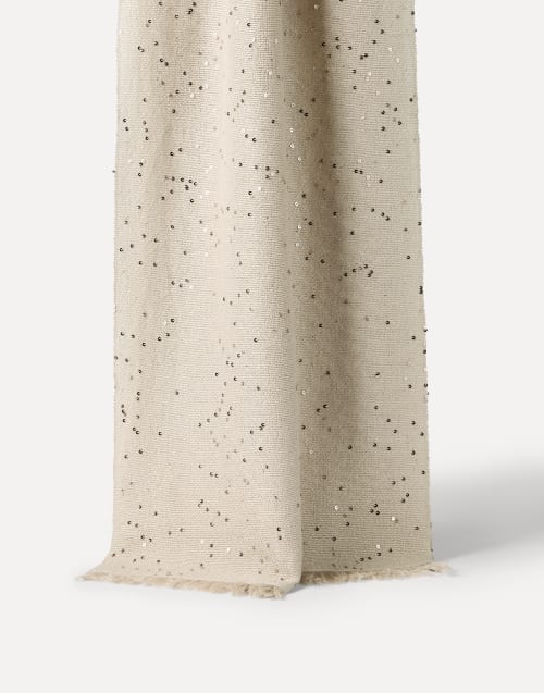 Cashmere and silk Diamond yarn scarf Buff Woman - Brunello Cucinelli