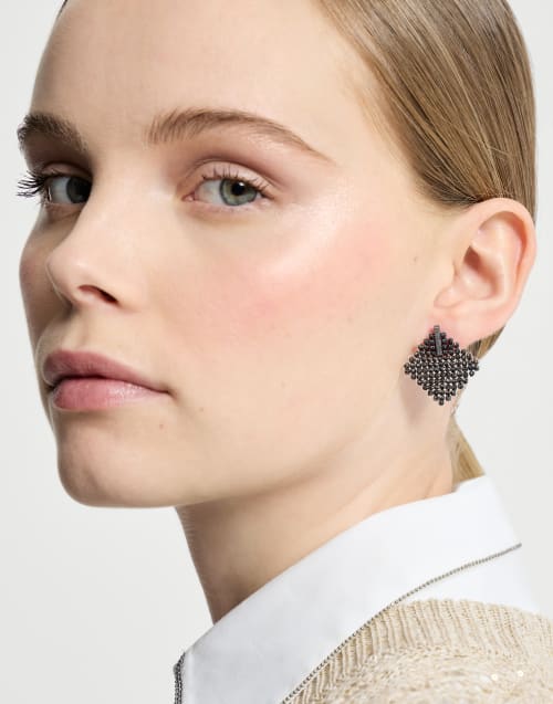 Pendientes de Plata Gris Lignito Mujer - Brunello Cucinelli