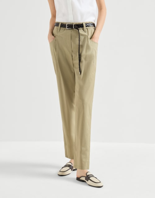 Five-pocket Track trousers Khaki Woman - Brunello Cucinelli