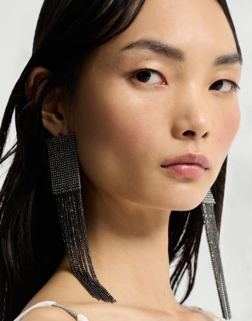 Серьги Frayed из серебра Бурый Уголь Женщина - Brunello Cucinelli