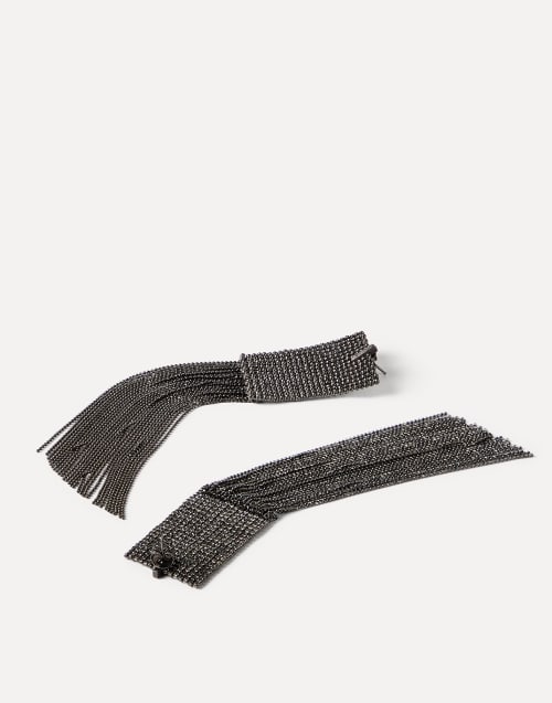 Серьги Frayed из серебра Бурый Уголь Женщина - Brunello Cucinelli