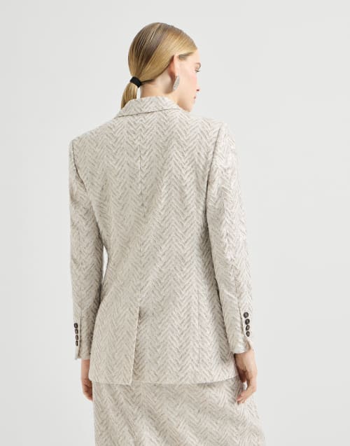 耀眼鱼骨纹绣花夹克 米黄 女款 - Brunello Cucinelli