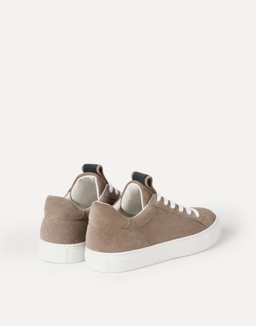 Suede sneakers with monili Brown Woman - Brunello Cucinelli